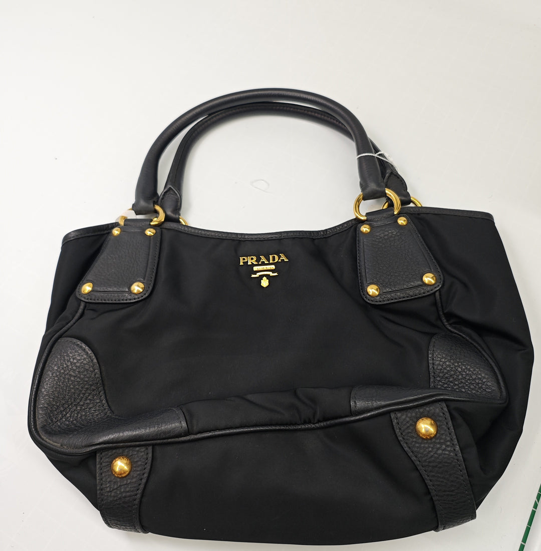 Prada Vitello Daino à finitions Tessuto Sac à main