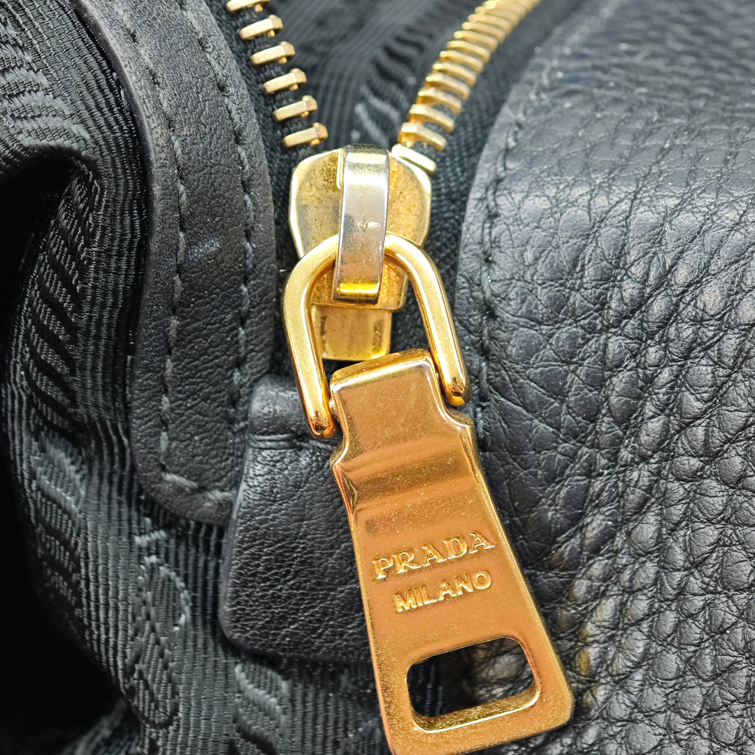 Prada Vitello Daino à finitions Tessuto Sac à main