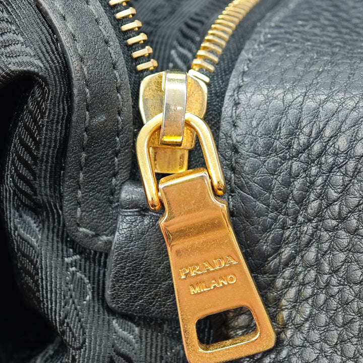 Prada Vitello Daino à finitions Tessuto Sac à main