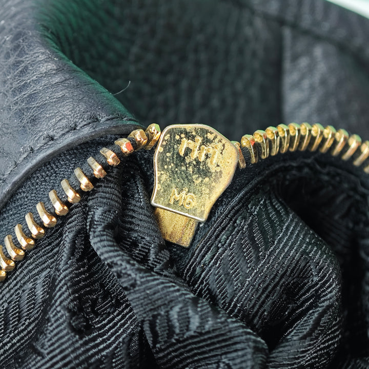 Prada Vitello Daino à finitions Tessuto Sac à main