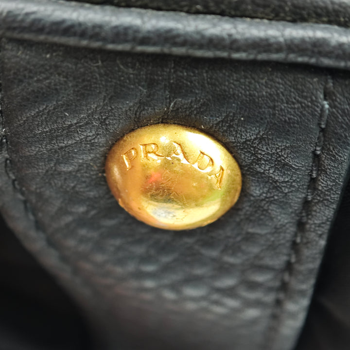 Prada Vitello Daino à finitions Tessuto Sac à main