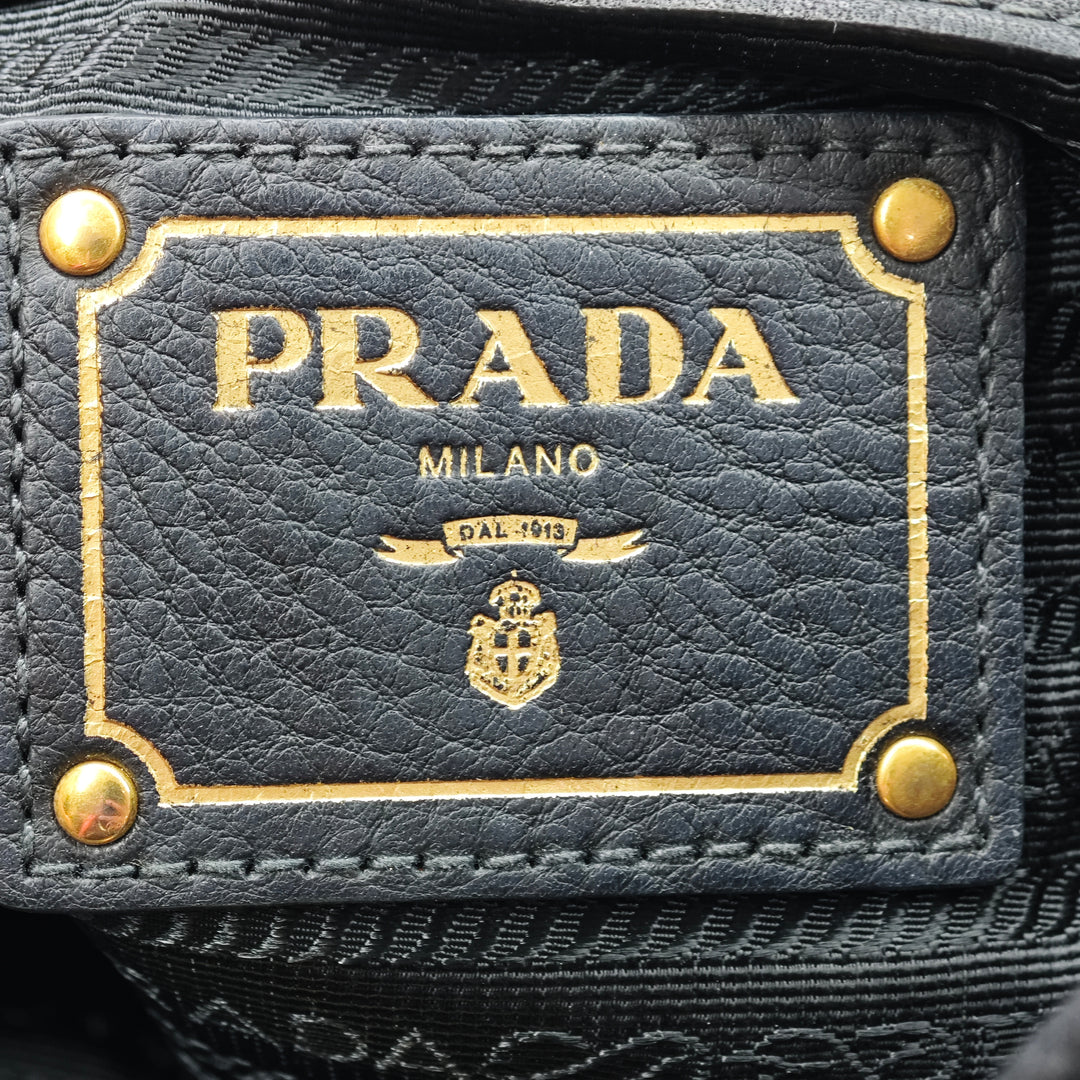 Prada Vitello Daino à finitions Tessuto Sac à main