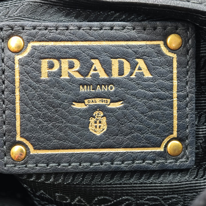 Prada Vitello Daino à finitions Tessuto Sac à main