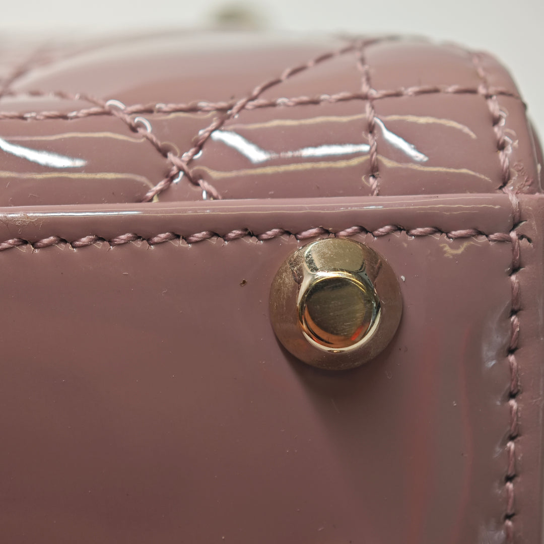Dior Micro Cuir verni Cannage Lady Dior