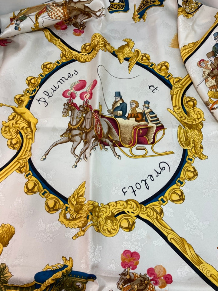Hermès Plumes et Grelots Soie Foulard 90 Multi