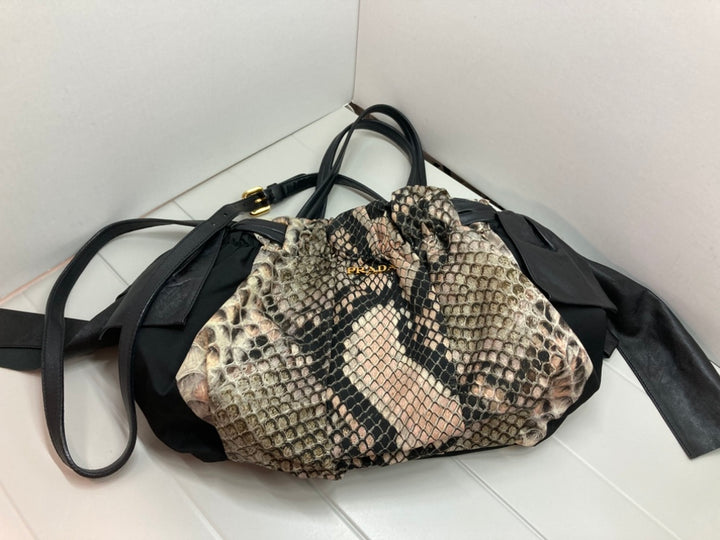 Prada Tessuto Python Print Bow Sac
