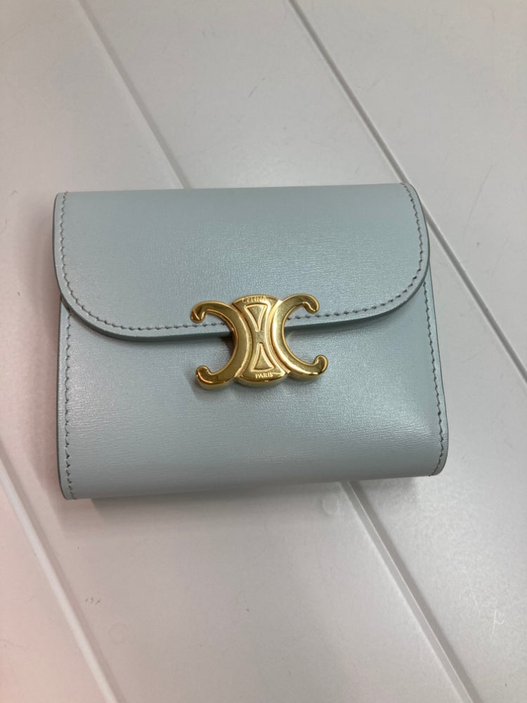 Celine brillant Cuir de veau Triomphe à rabat Small Portefeuille