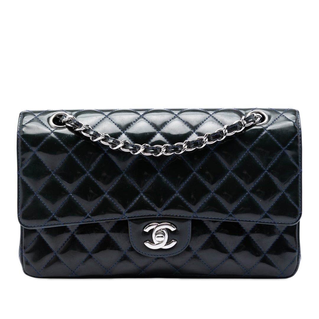 Chanel Medium Classic Cuir verni Double rabat