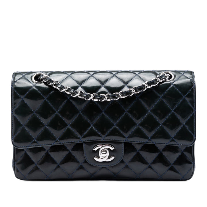 Chanel Medium Classic Cuir verni Double rabat