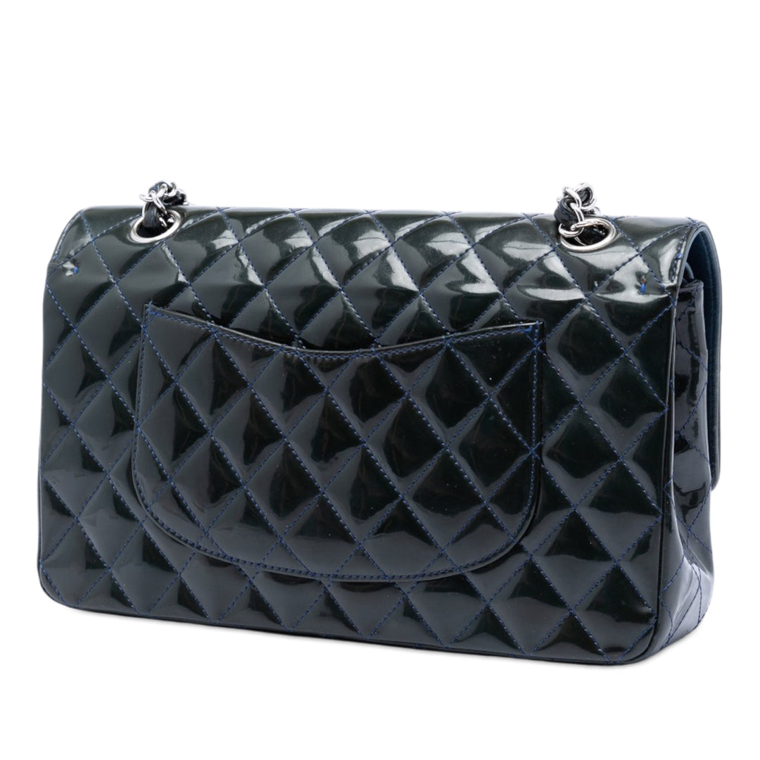 Chanel Medium Classic Cuir verni Double rabat