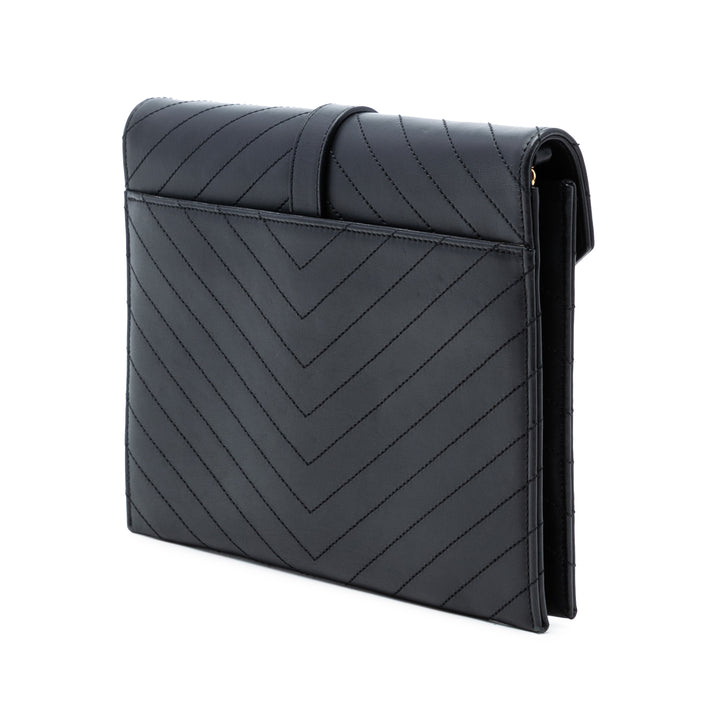 Saint Laurent Chevron Cuir de veau Classic Monogram Envelope Sac porté croisé