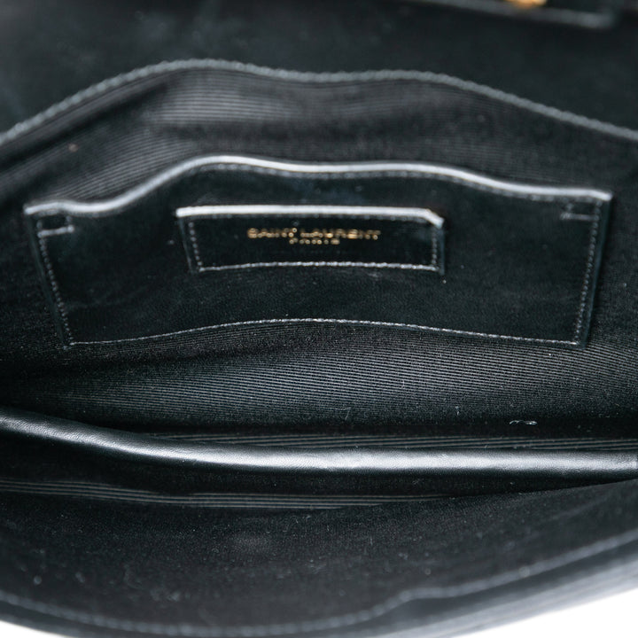 Saint Laurent Chevron Cuir de veau Classic Monogram Envelope Sac porté croisé