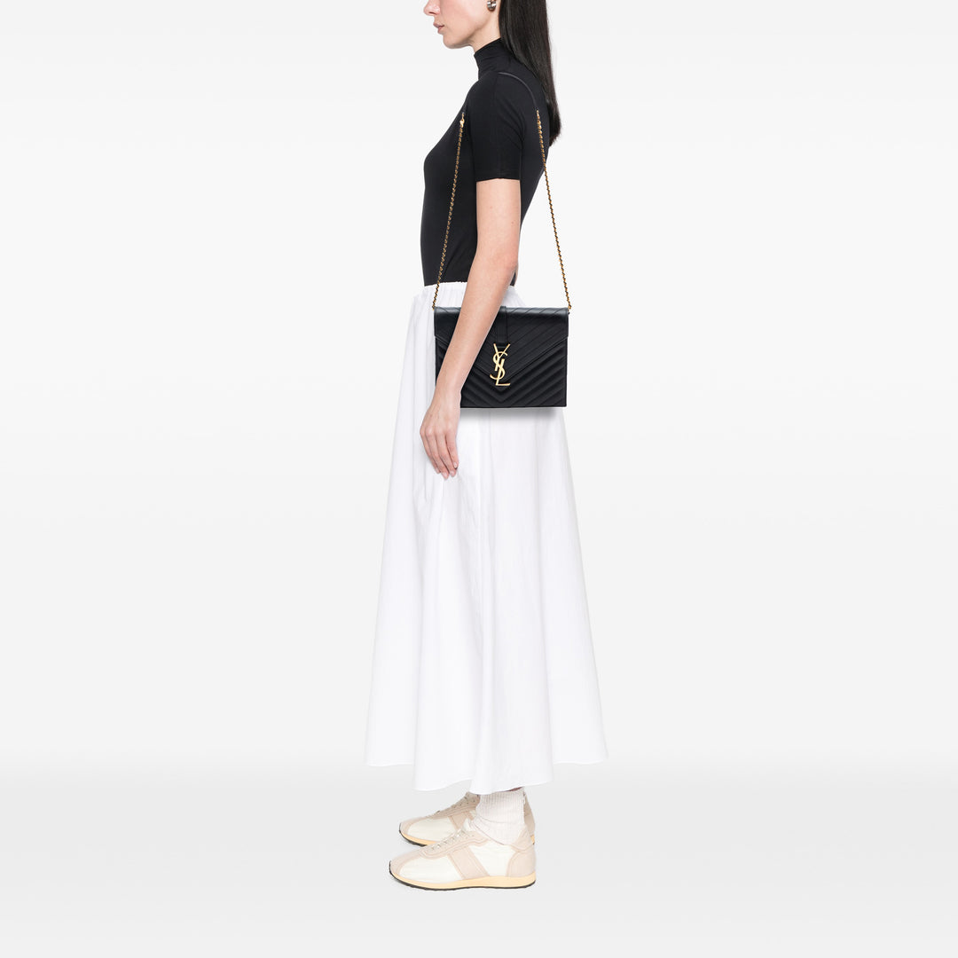 Saint Laurent Chevron Cuir de veau Classic Monogram Envelope Sac porté croisé