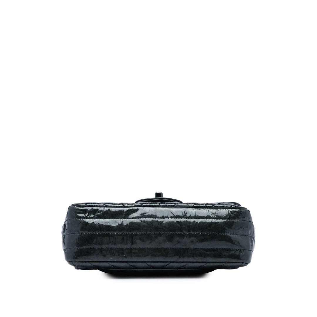 Chanel Sac bandoulière Classic Rectangulaire Chevron Froissé So Rabat simple Mini Noir – vue 3 – GABY PARIS