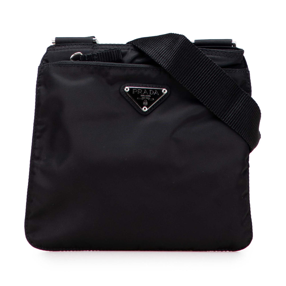 Tessuto Zip Top Crossbody Black - Gaby Paris