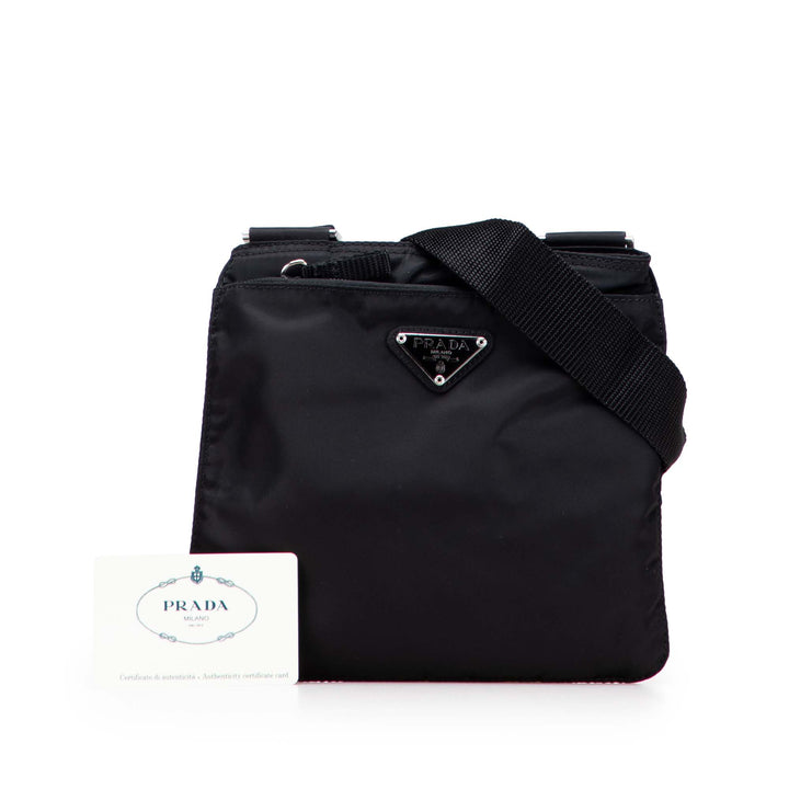 Tessuto Zip Top Crossbody Black - Gaby Paris