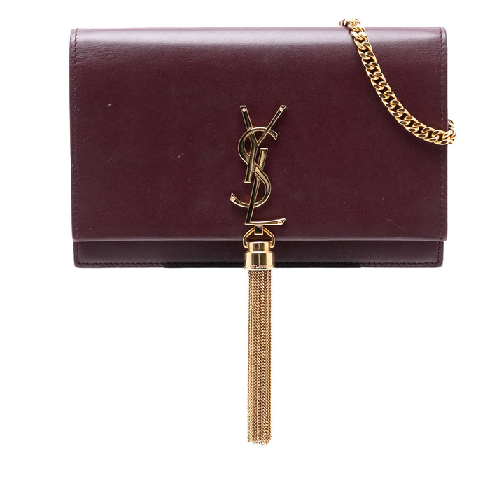 Saint Laurent Smooth Cuir de veau Monogram Kate Pompon Wallet on Chain – GABY PARIS Authentique