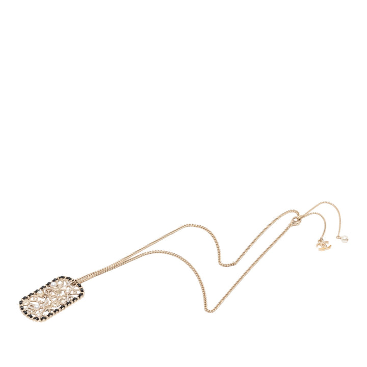 Chanel CC plaqué Mosaic Estate Clover Star Cuir Woven Chain Pendant Collier