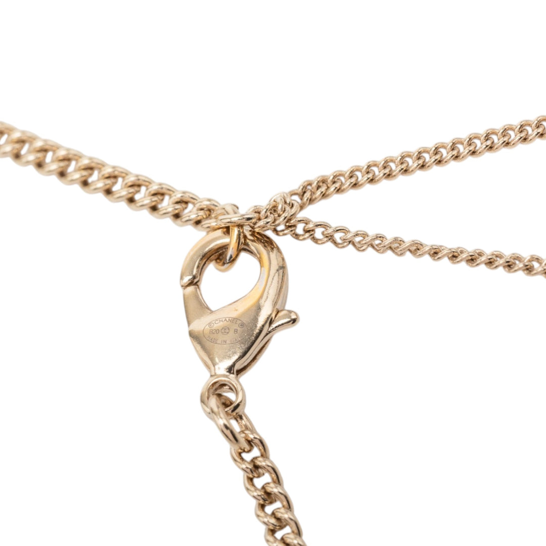 Chanel CC plaqué Mosaic Estate Clover Star Cuir Woven Chain Pendant Collier