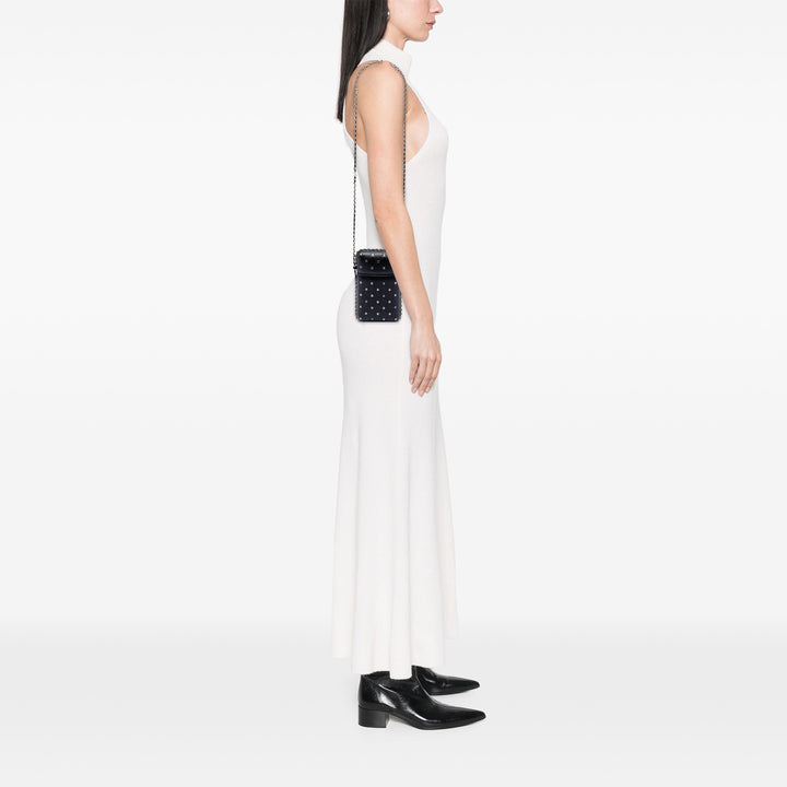 Chanel CC Matelassé et clouté Sac rond à chaîne Étui téléphone Cuir d'agneau
