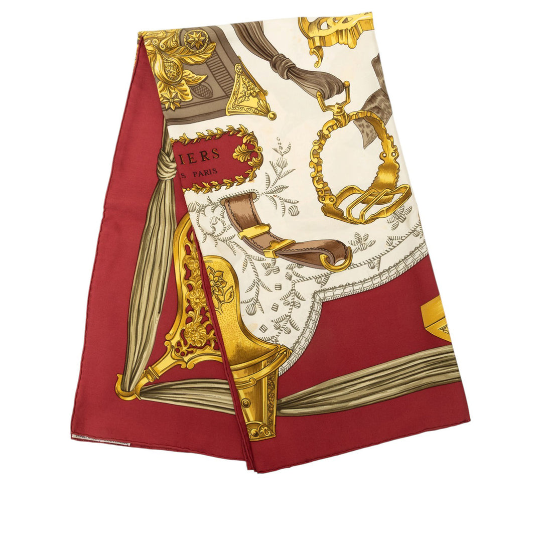 Hermès Carré Etriers 90 Rouge – vue principale – GABY PARIS