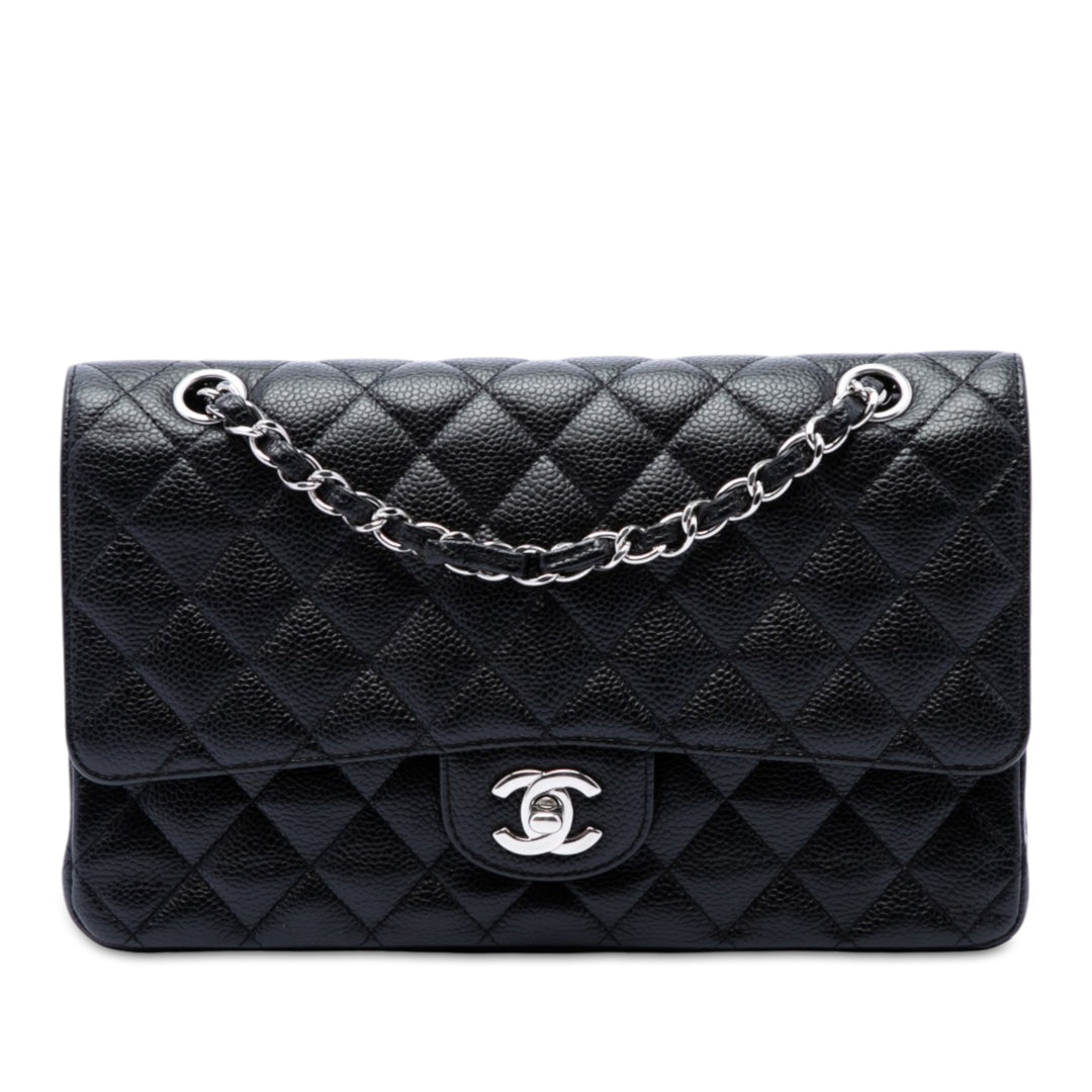 Classic Double rabat Moyen Cuir caviar Noir