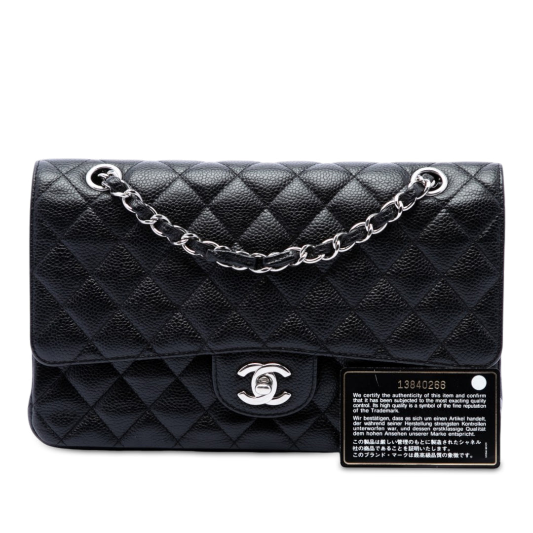 Classic Double rabat Moyen Cuir caviar Noir