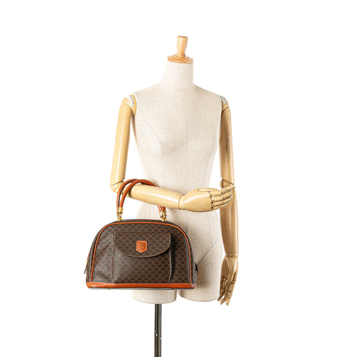 Macadam Coated Canvas Handbag Brown - Gaby Paris