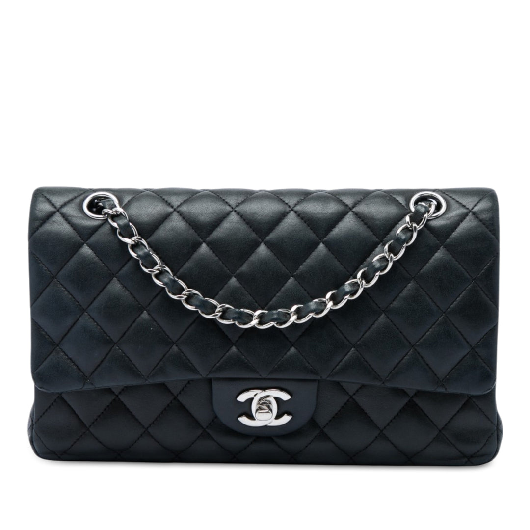 Classic Double rabat Moyen Cuir d'agneau Noir