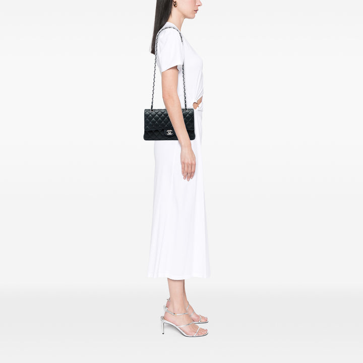 Classic Double rabat Moyen Cuir d'agneau Noir