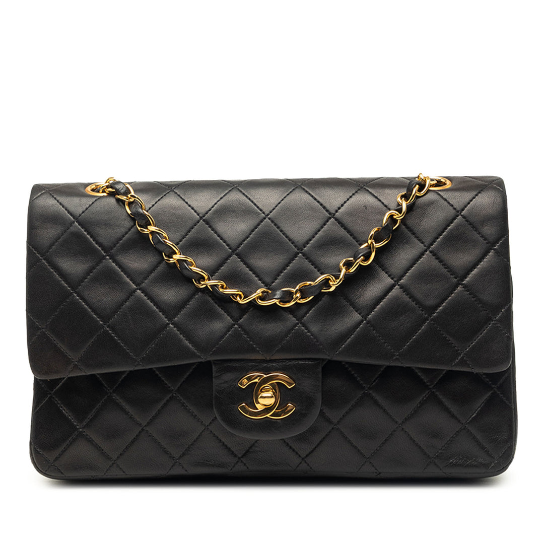 Classic Double rabat Moyen Cuir d'agneau Noir