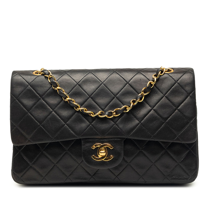 Classic Double rabat Moyen Cuir d'agneau Noir