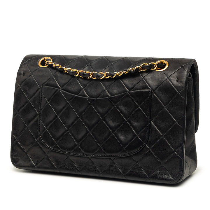 Classic Double rabat Moyen Cuir d'agneau Noir