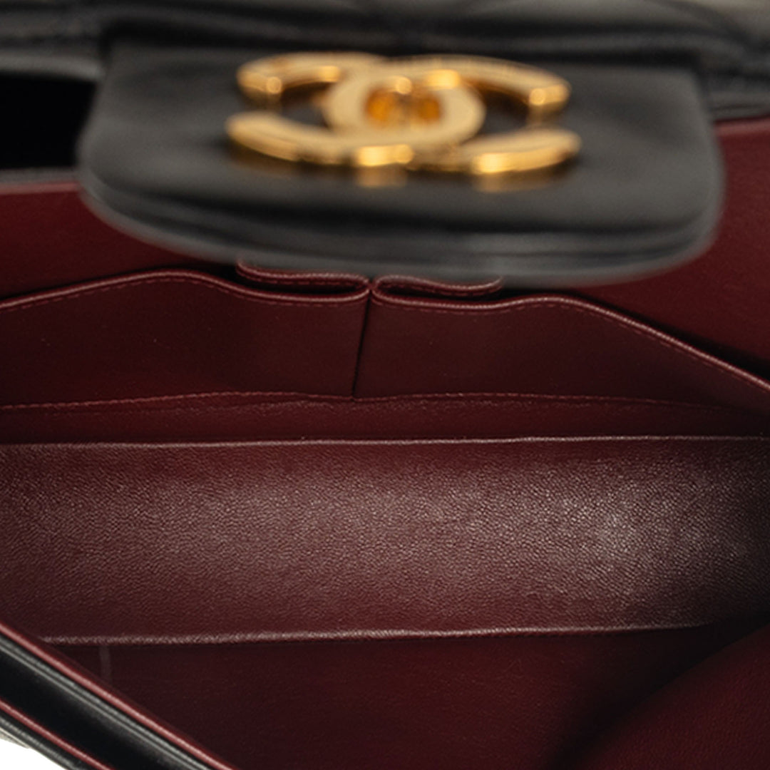 Classic Double rabat Moyen Cuir d'agneau Noir