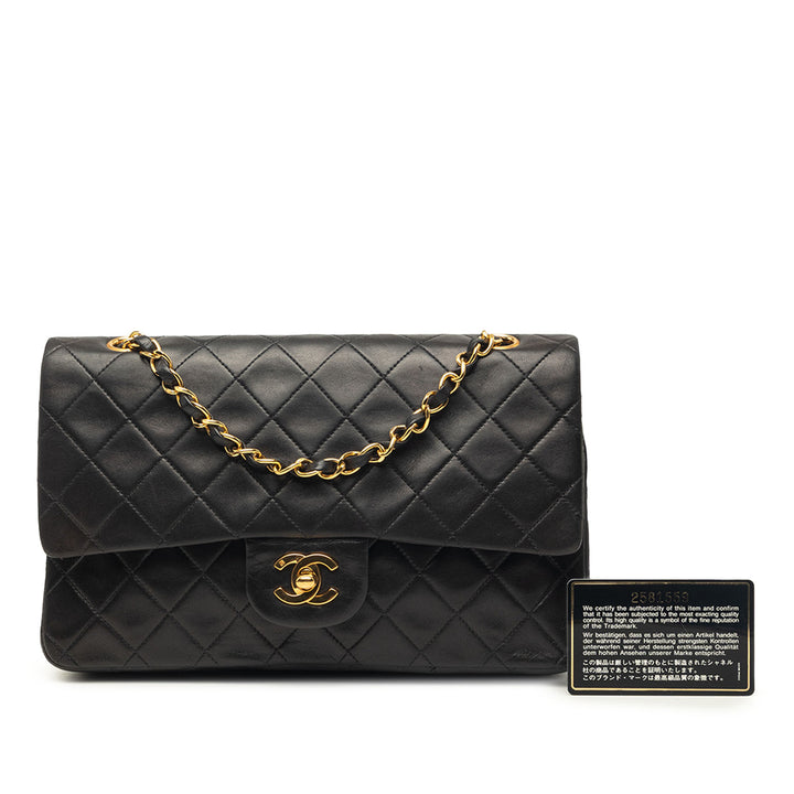 Classic Double rabat Moyen Cuir d'agneau Noir