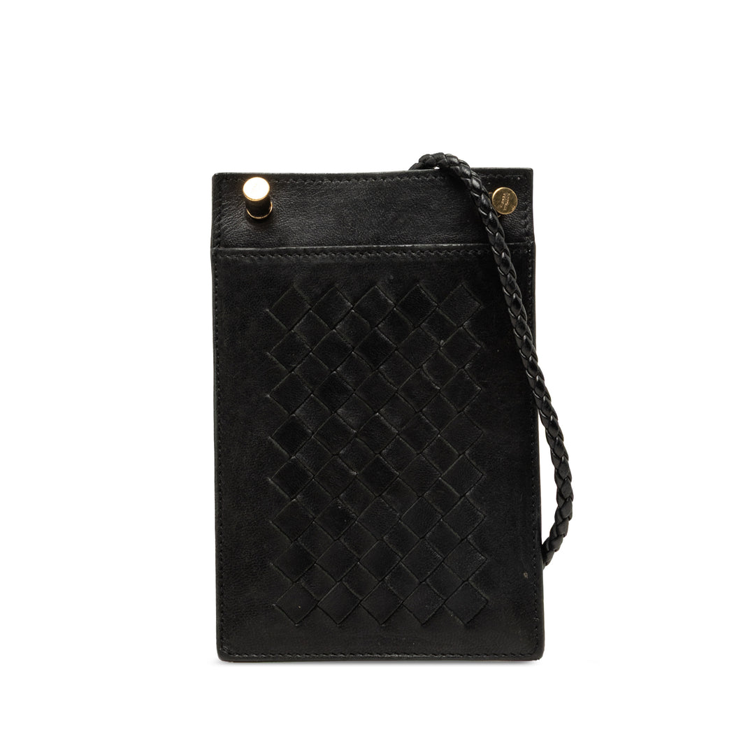 Bottega Veneta Intrecciato Étui téléphone nappa Noir – vue principale – GABY PARIS