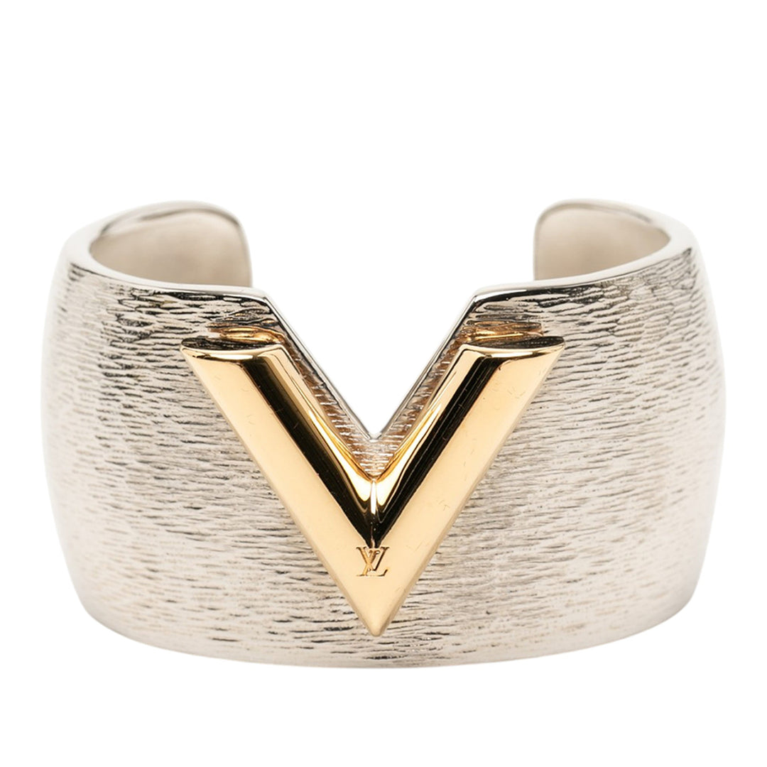 Louis Vuitton Textured Brass Essential V Colorama Open Cuff Bracelet