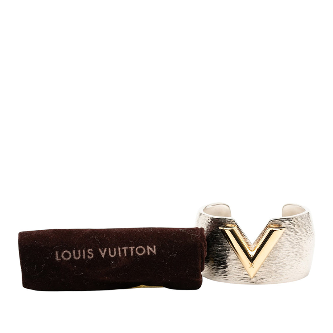 Louis Vuitton Textured Brass Essential V Colorama Open Cuff Bracelet