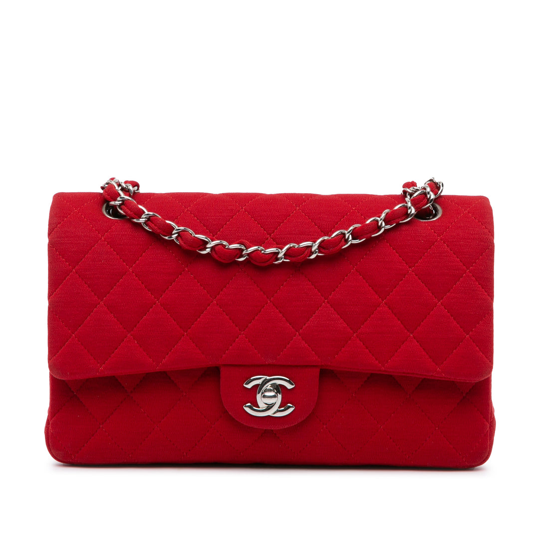 Medium Classic Jersey Double Flap Red - Gaby Paris