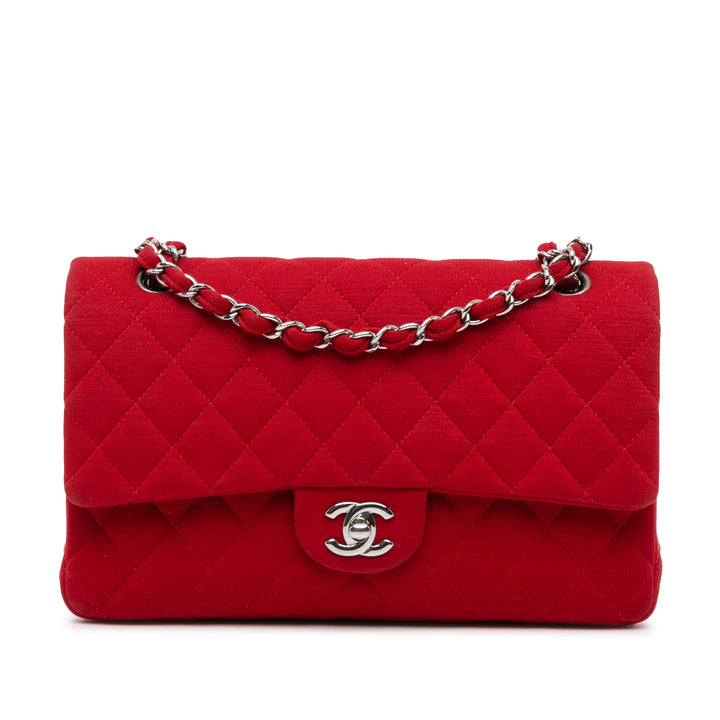 Medium Classic Jersey Double Flap Red - Gaby Paris