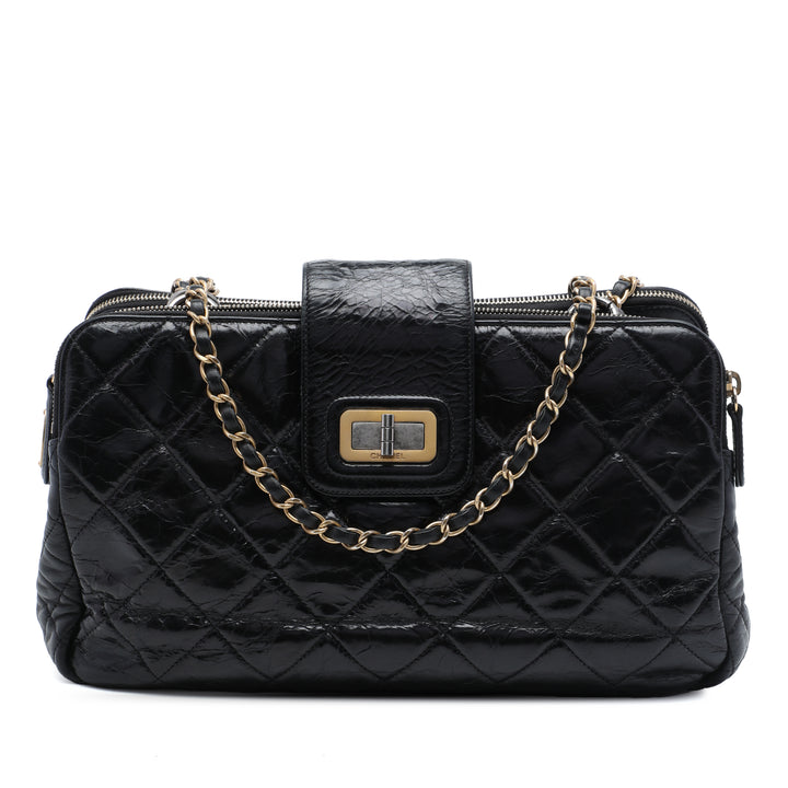 Glacé Crackled Reissue Cabas Cuir de veau Noir