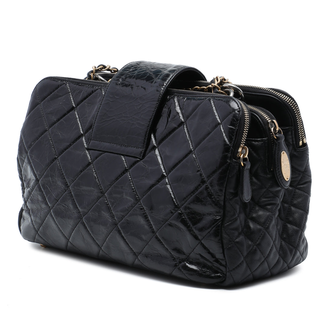 Glacé Crackled Reissue Cabas Cuir de veau Noir