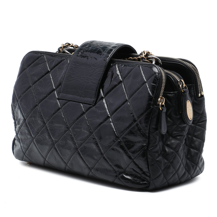 Glacé Crackled Reissue Cabas Cuir de veau Noir