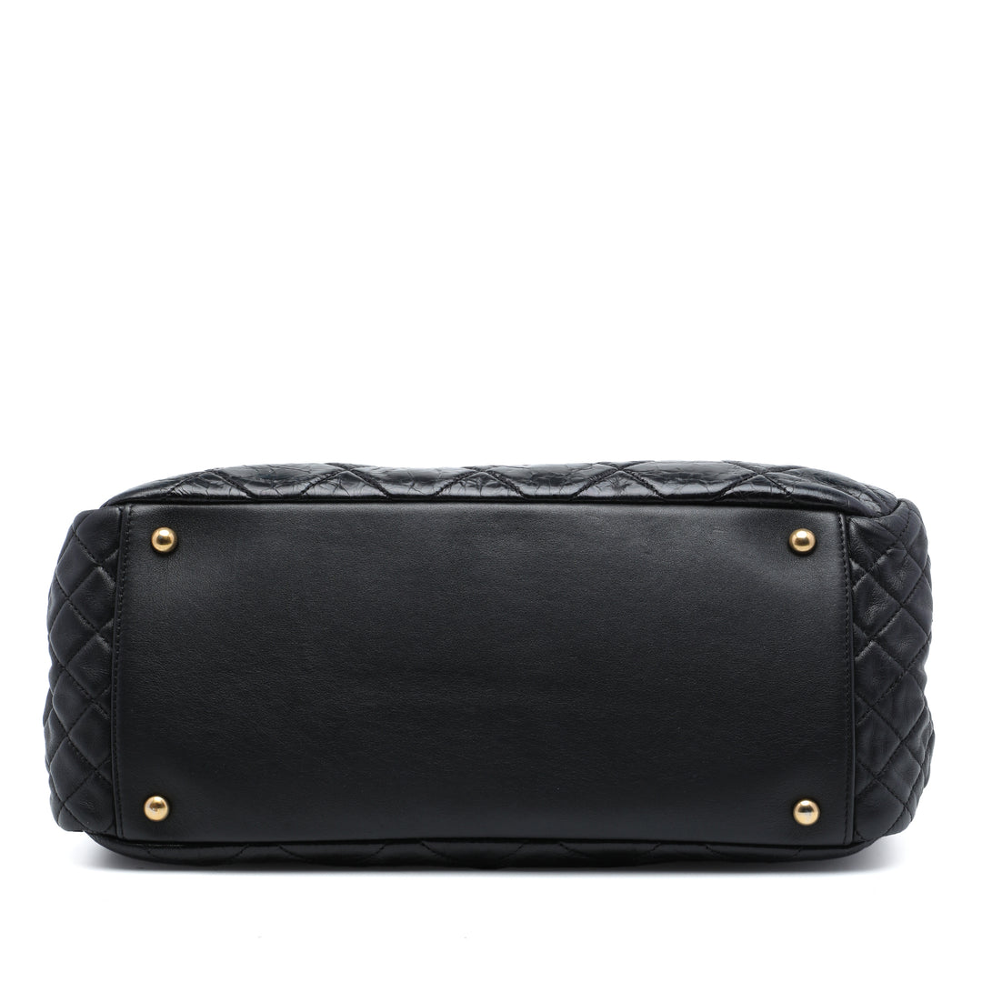 Glacé Crackled Reissue Cabas Cuir de veau Noir