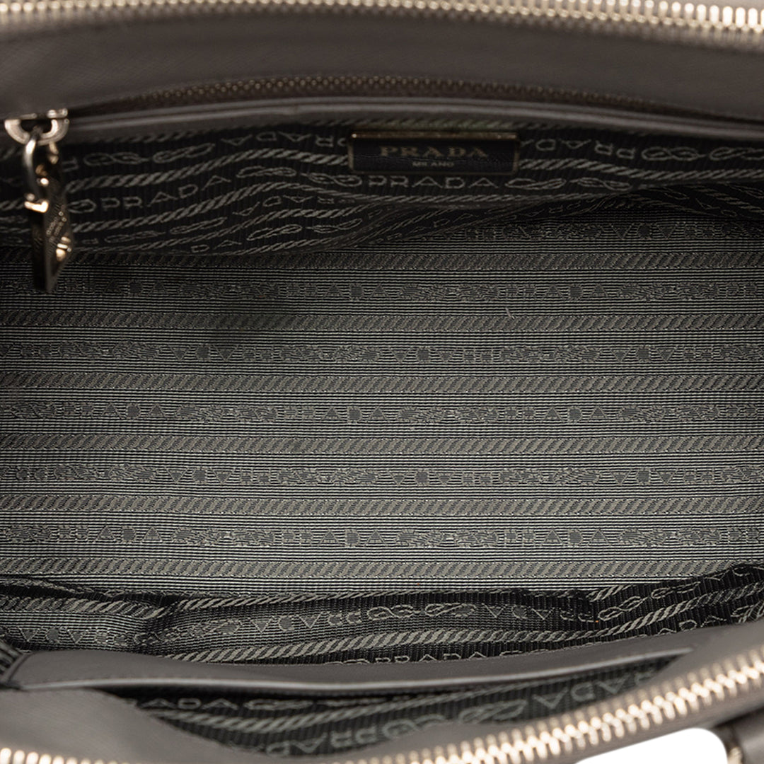 Lux Galleria Double Zippé Sac Grand Saffiano Marron