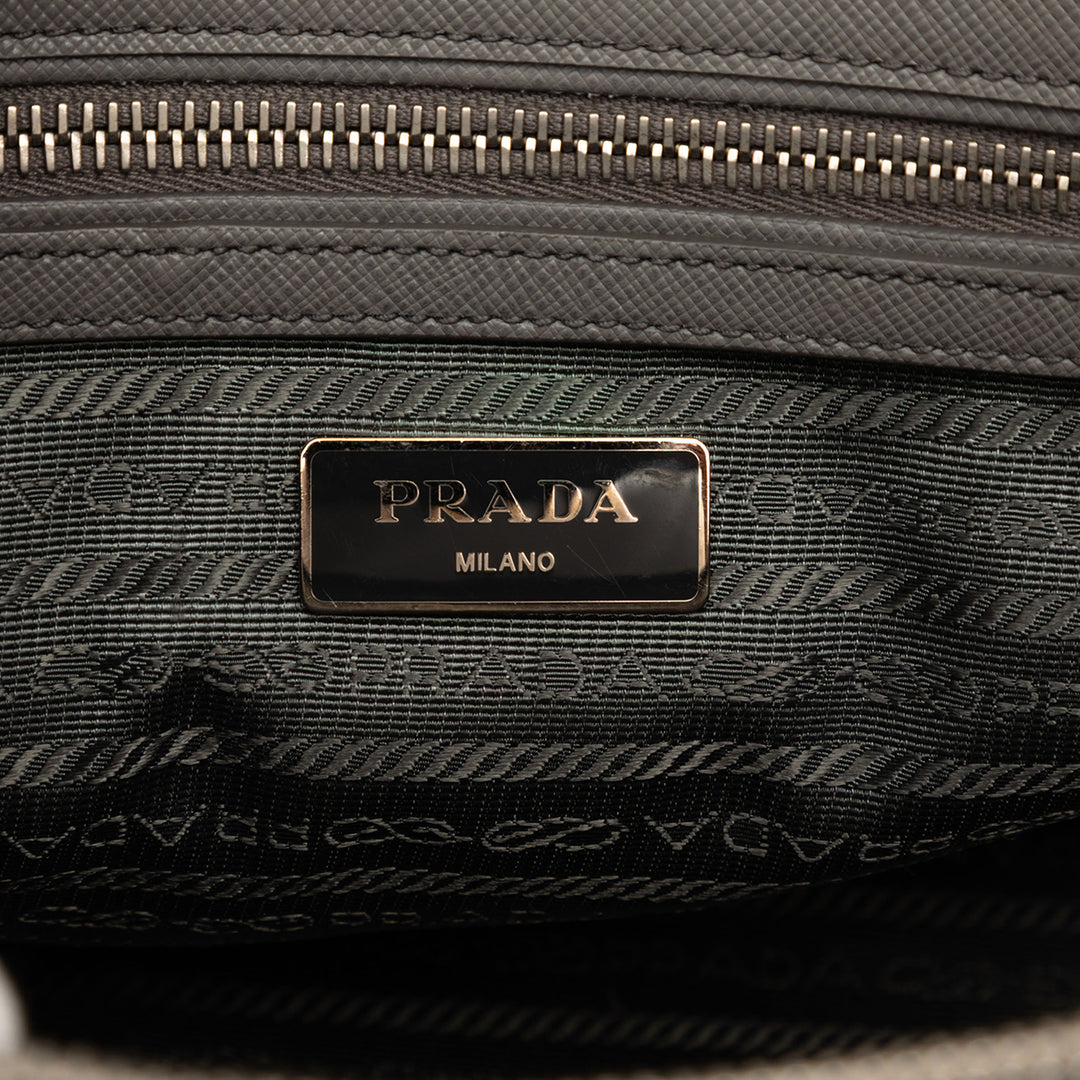Lux Galleria Double Zippé Sac Grand Saffiano Marron