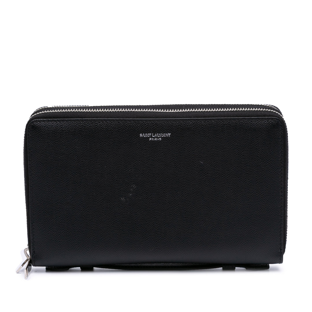 Grain De Poudre Double Zip Around Travel Organizer Wallet Black - Gaby Paris