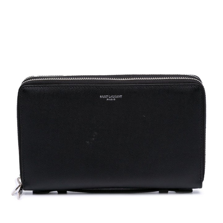 Grain De Poudre Double Zip Around Travel Organizer Wallet Black - Gaby Paris