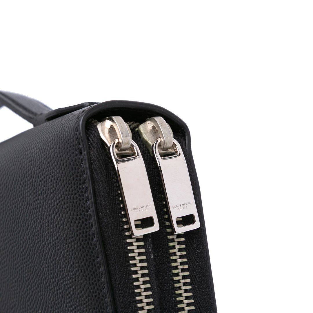 Grain De Poudre Double Zip Around Travel Organizer Wallet Black - Gaby Paris