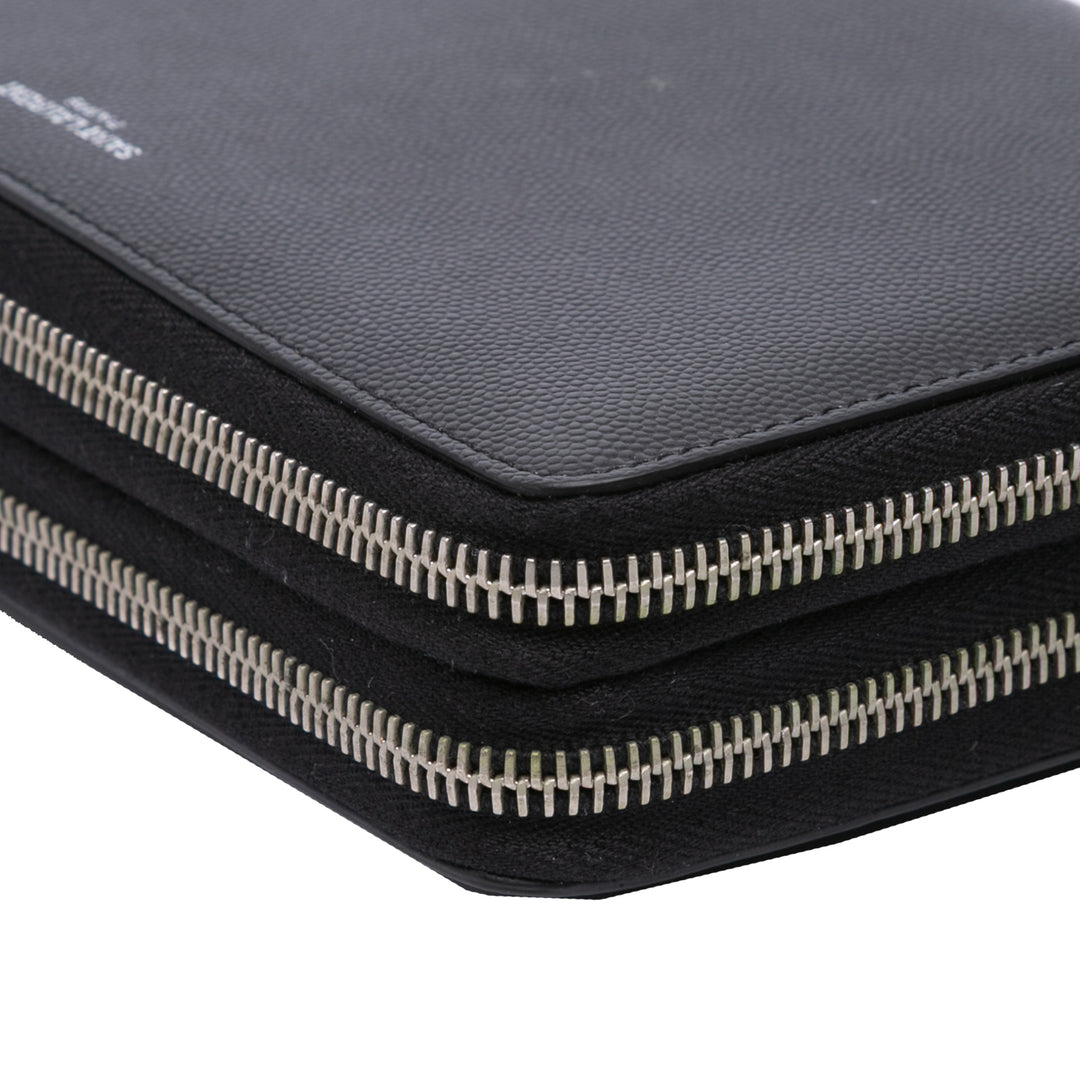 Grain De Poudre Double Zip Around Travel Organizer Wallet Black - Gaby Paris